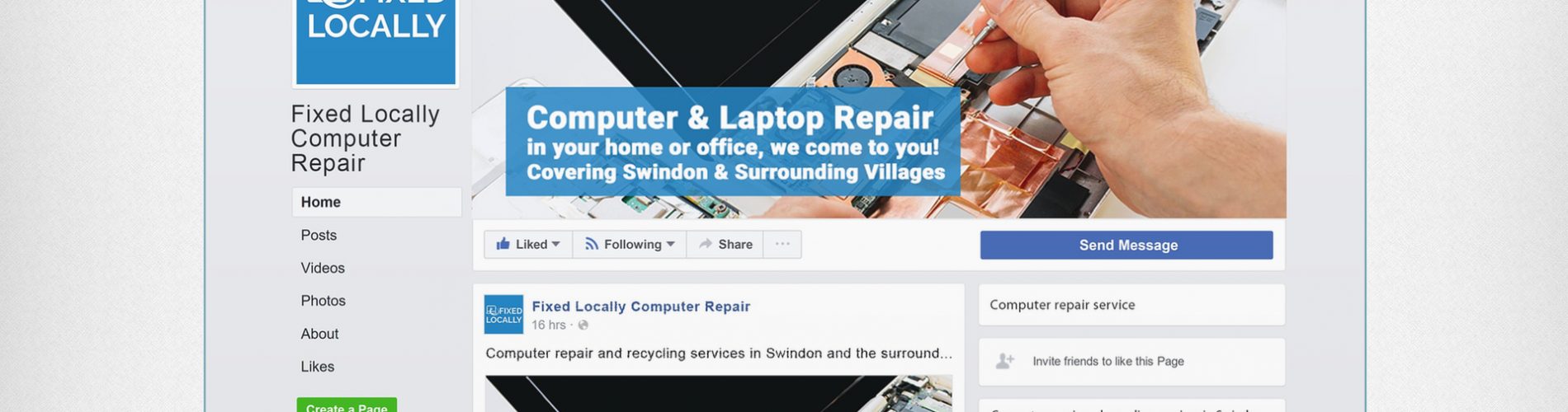 Fixed Locally Facebook page screen